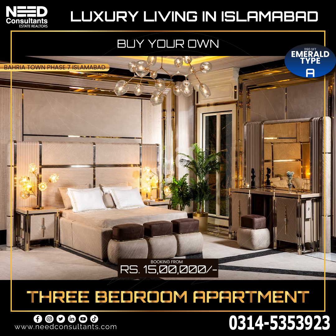 needconsultants's tweet photo. Are you looking for a luxurious 3 bedroom apartment in Islamabad?
 #threebedroom #threebedroomflat #flatforsale #flatsforsale #apartmentliving #apartmentforsale #realestateinvestor #realestateinvestment #property #properties #propertyinvestment #investors #investor #invest https://t.co/EaV7MjqEG6