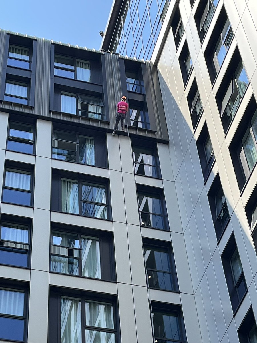 SarahCClarion's tweet photo. So proud of us! Today me and 4 of my colleagues from @ClarionLaw  abseiled to raise money for @CandlelightersT. So far we have raised £1,236! It was hot and scary but we smashed it! https://t.co/YuPfSuUUga