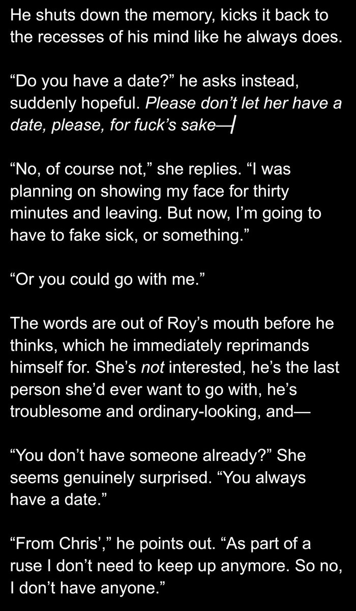 After getting multiple Tumblr asks about it, I've been convinced to write for <a href="/royaiweek/">royai week 2023</a>! (This is a good thing because I've had severe writer's block finishing TA 26 and this seems to be unsticking it.)

This is for the 6/12 prompt "fake dating" (as well as "recovery")