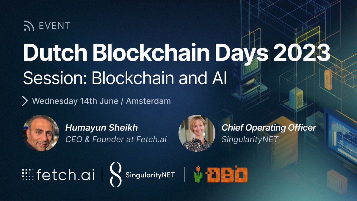 Fetch_ai's tweet photo. We're just 4 days out from when https://t.co/kJ9URVpOul CEO &amp; Founder @HMsheikh4 will be speaking at @dblockchaindays
in Amsterdam 🇳🇱

He will be joined by other thought leaders in the web3 #AI space to discuss the emerging convergence of this technology and its importance! 🤖 https://t.co/hIZ4lOrxMq