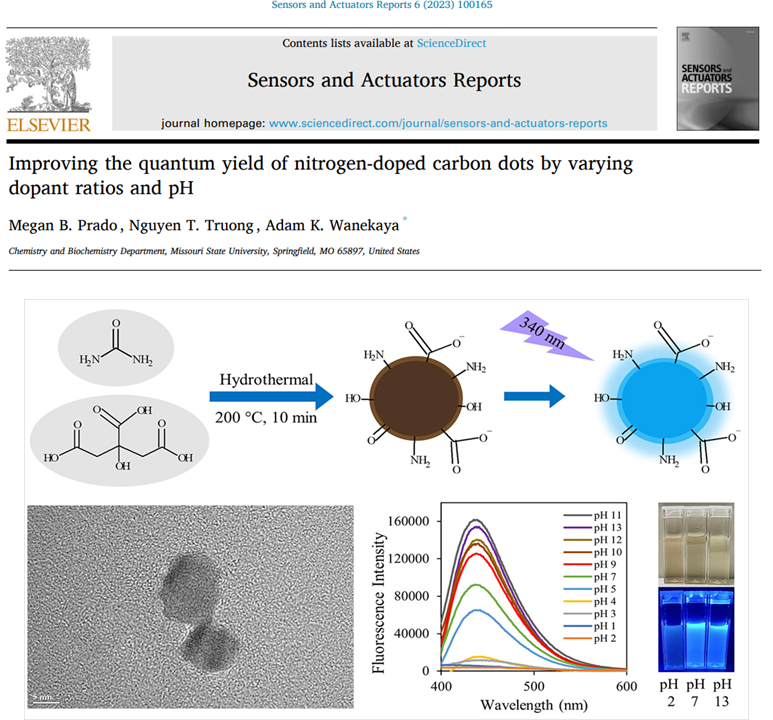 AdamWanekaya's tweet photo. @meggprado ‘s and Joe Truong’s paper just got published by Sensors and Actuators Reports. Another hot paper from @mostatechem @CNASatMSU and @MissouriState . Check it out at: https://t.co/CfyPlUInmW https://t.co/p5cDT7OatF