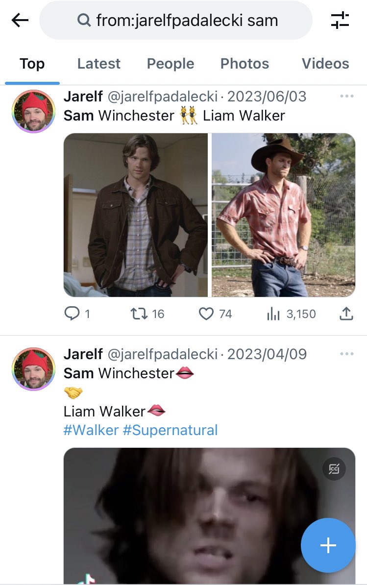 jarelfpadalecki's tweet photo. what’s the first tweet you get when you search for ‘sam’ on your account?
#SamWinchester #LiamWalker https://t.co/A1ziSDgjeG