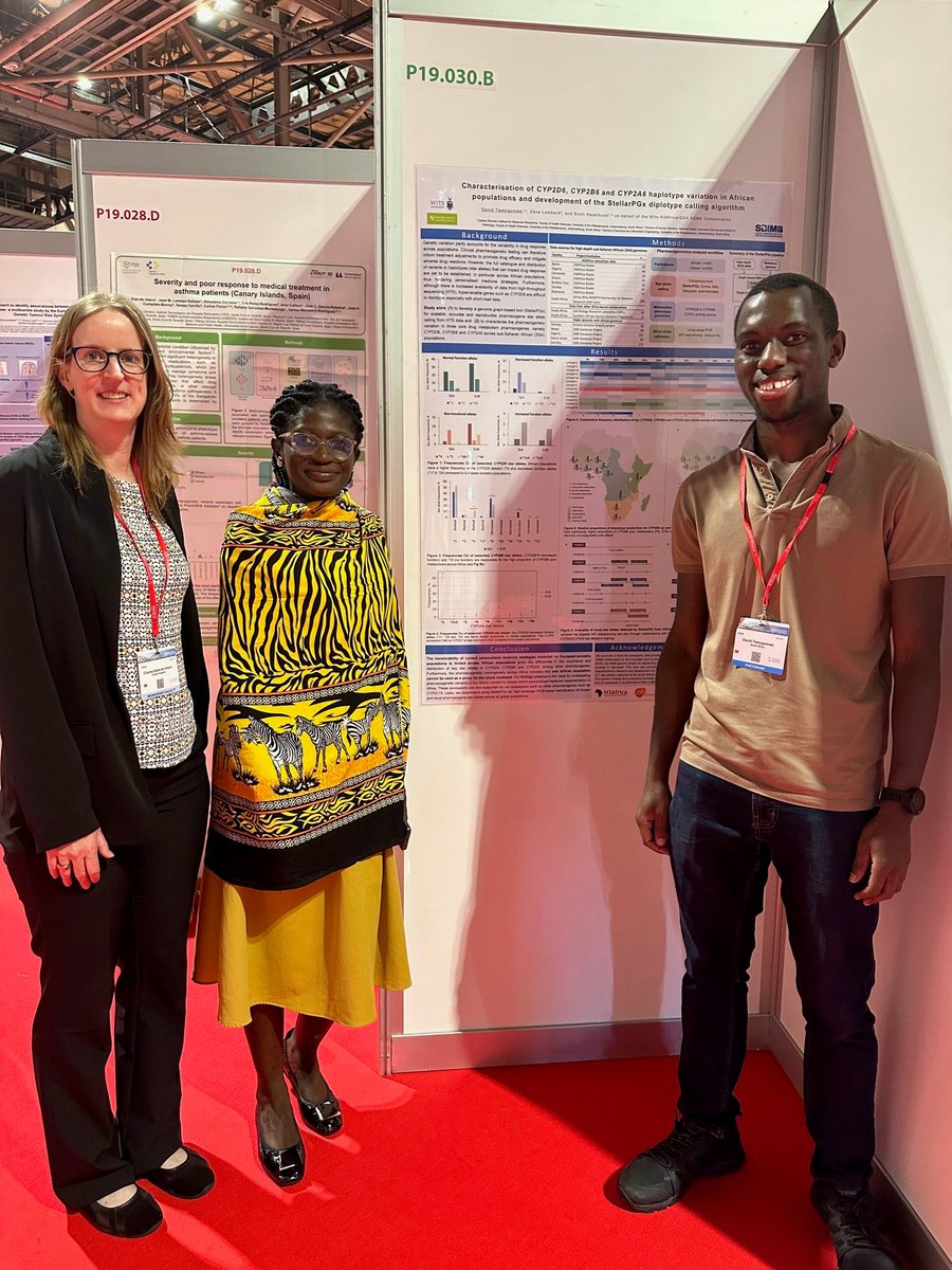 David Twesigomwe (@twesidave) on Twitter photo So excited to present our #PGx poster on CYP2D6, CYP2B6, and CYP2A6 star allele characterisation in African populations at #ESHG2023. Wonderful meeting great colleagues <a href="/ChantalResearch/">Chantal Babb de Villiers</a> and <a href="/synthymama/">Nchangwi Syntia</a> 🙂 So excited to present our #PGx poster on CYP2D6, CYP2B6, and CYP2A6 star allele characterisation in African populations at #ESHG2023. Wonderful meeting great colleagues <a href="/ChantalResearch/">Chantal Babb de Villiers</a> and <a href="/synthymama/">Nchangwi Syntia</a> 🙂