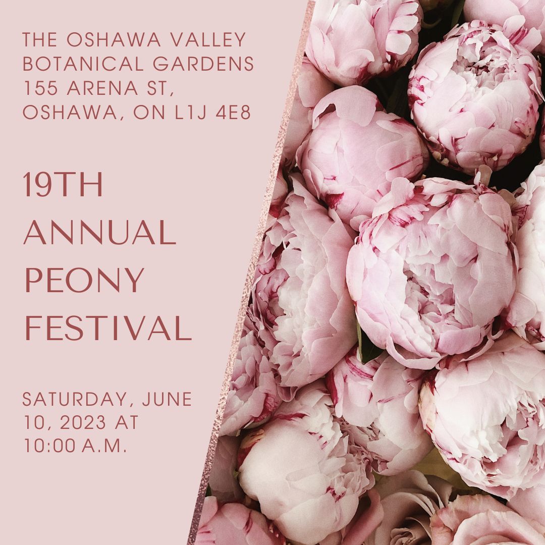 Today is the 19th annual Peony Festival. The event is at the Oshawa Valley Botanical Gardens.
There are going to be so many different activities to do. Come by anytime between 10 am-4 pm. I am excited to see everyone come out.

#Oshawa #Botanicalgardens #Peonyfestival #gardens