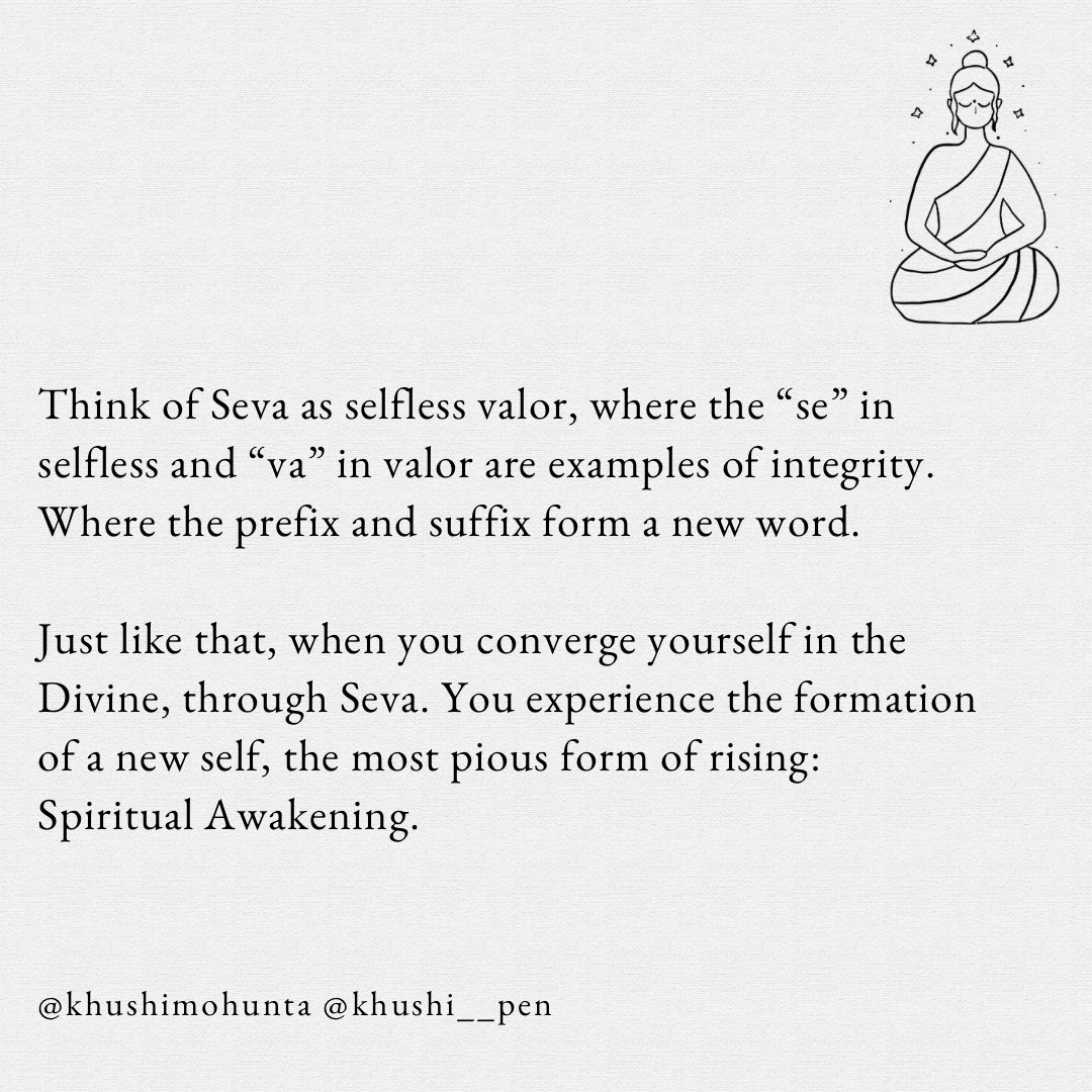 Drop a ❤️ if you believe in the selfless act of Seva!

#divine #divinity #divination #quotes #quoteoftheday #quotestoliveby #lessonslearnedinlife #reflectionsonlife #healing #healingquotes #healingjourney #expressiveart #spirituality #spiritualawakening #ikigai