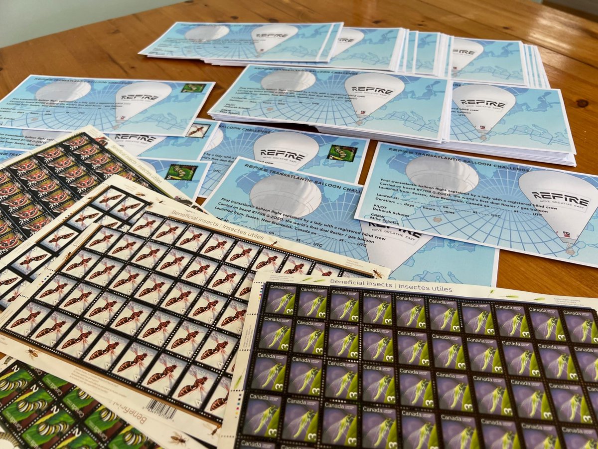 BalloonthePond's tweet image. Even though the weather isn't quite right just yet there is still plenty to do in Sussex, NB.

Here Debbie &amp;amp; Mike are sorting the balloon mail which will accompany them on their flight over the Atlantic Ocean! #balloonthepond #Refire #transatlantic #balloonchallenge