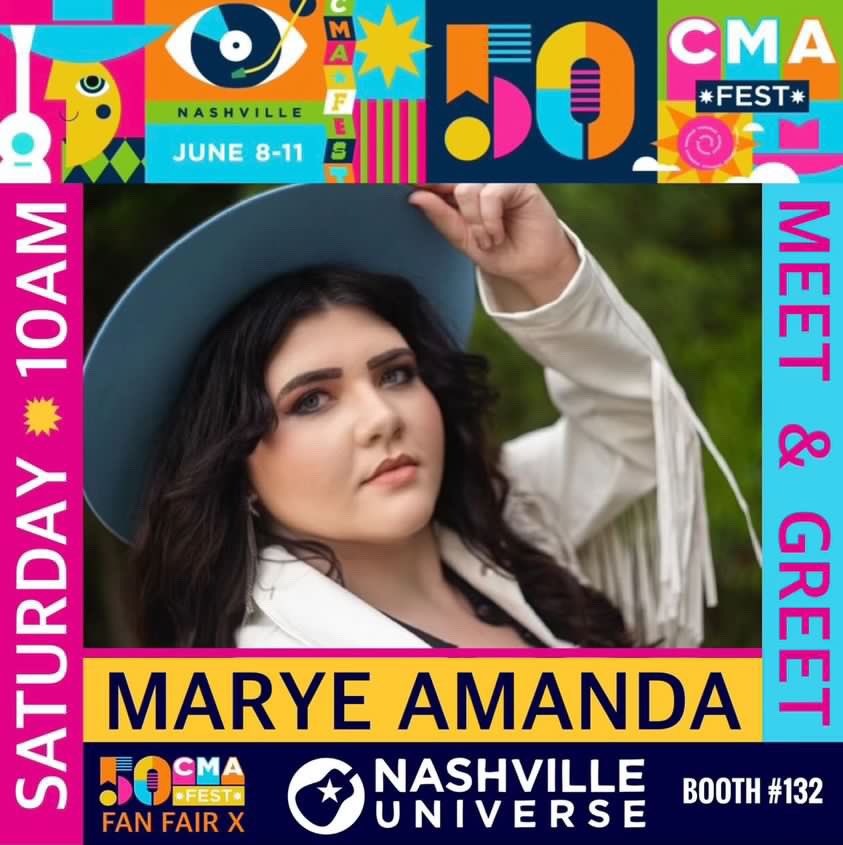 Make sure to stop by my meet and greet today from 10-11am at Fan Fair X at the Nashville Universe Booth!  #cmafest #cmafest2023 #nashville #nashvilletennessee #singersongwriter #originalmusic #fanfairx #meetandgreet