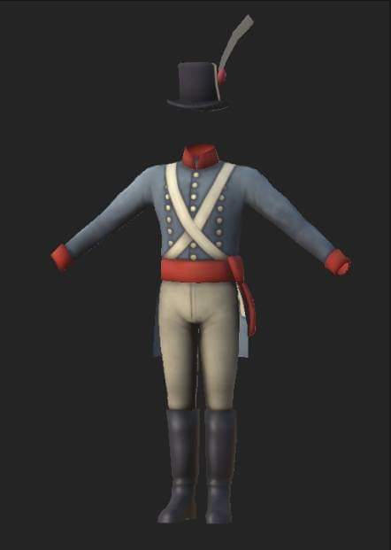 First uniform texture test. (WIP)

Primer prueba de texturizado de uniforme (no final)

#ScreenshotSaturday #TurnBased #TurnBasedStrategy #History #NapoleonicEra #IndieGame #IndieGameDev #IndieDev #Argentina