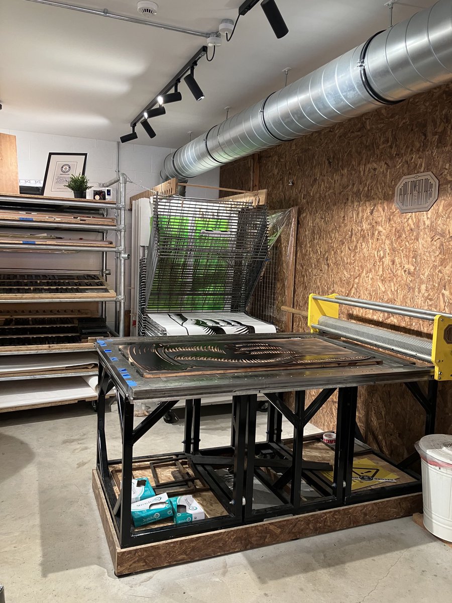 Visited #ThePeoplePoweredPress today in #Shipley, and am truly inspired! They’ve built their own large scale press so #letterpress can be used to work with communities to share ideas in public spaces.