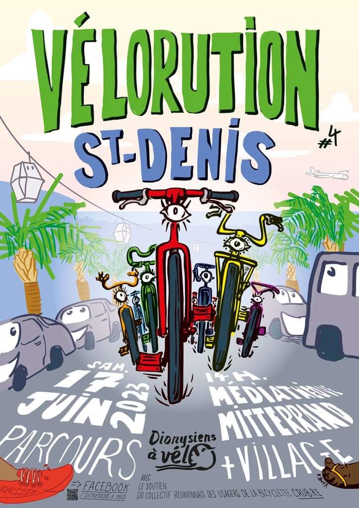 Le collectif Dionysiens à Vélo vous donne rendez-vous dans 1 semaine pour la #Vélorution de Saint-Denis, 14h à la médiathèque.
Au programme, une boucle à vélo familiale et un village de stands et animations.