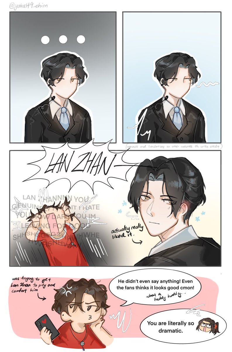 Idol!wwx🎤x bodyguard!lwj🕶️
How he got the new hairdo (sequel to last comic)
#mdzs #魔道祖师 #마도조사 #wangxian