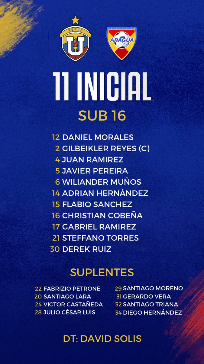#LigaFUTVEJunior | #Sub16 | ⚽ XI INICIAL 🆚 Aragua FC