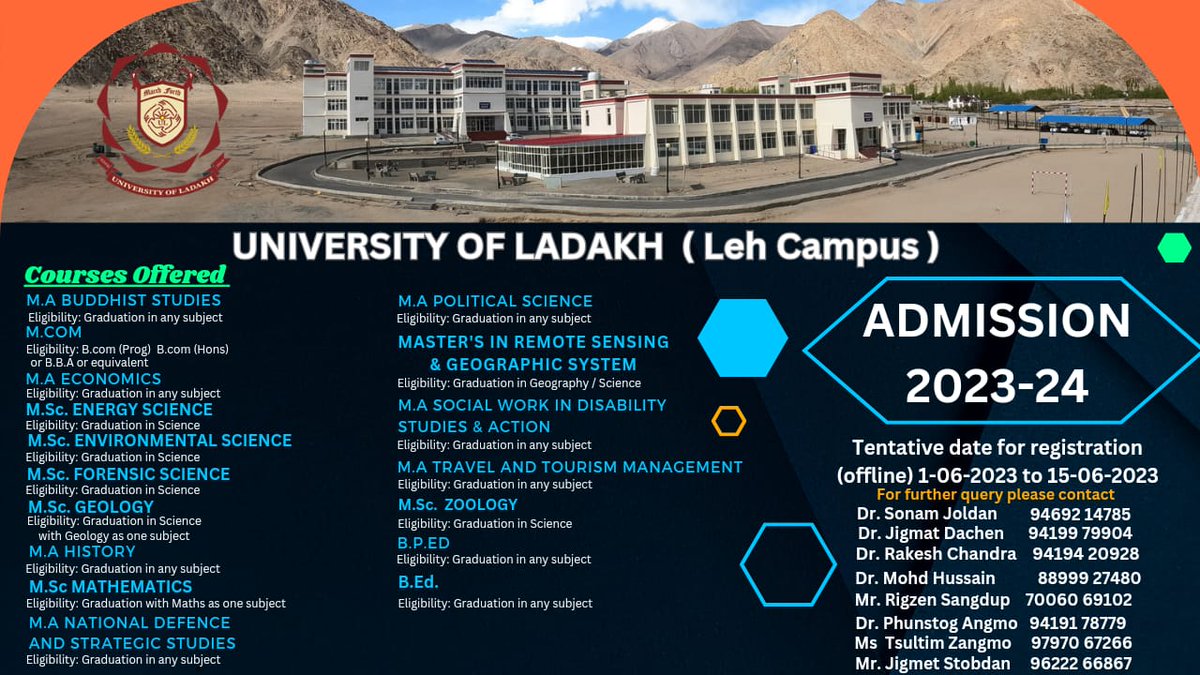 ULadakh's tweet photo. Course offer at University of Ladakh. Leh campus Academic session 2023 https://t.co/hsFgufAH6u