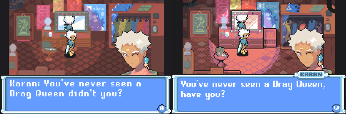 Before and after in #TakoNoHimitsu 🐙by @2Pblog1! Last devlog: patreon.com/posts/himitsu-… Wishlist on Kickstarter: kickstarter.com/projects/13734… #screenshotsaturday #pixelart #DragRace