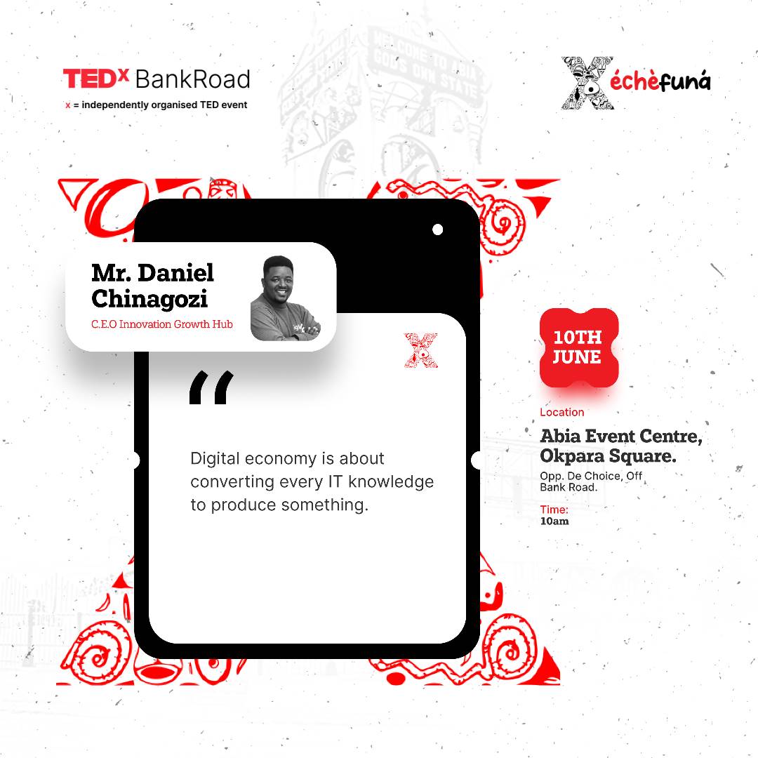 EmmaOfficial_15's tweet photo. The first way to build a digital economy is to get a skill.
Check more through the visuals
#SpeakersSession
#TEDxBankRoad #TEDx #TEDEvents #TEDTalks #TEDSpeakers #Echefuna https://t.co/EqhQJKQt5q