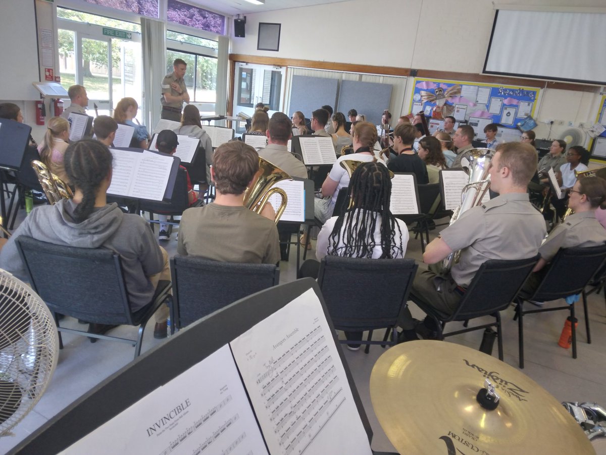 SeftonSky's tweet photo. Wow! A great day of music making from Sefton Senior Wind Band joined by young musicians from @MapasKnowsley @sthelensmusic @ResonateHub The Royal Marines Band Service certainly worked them hard! High quality instruction, amazing progress and great fun! Well done to all👏👏 https://t.co/thc7pTY0T4