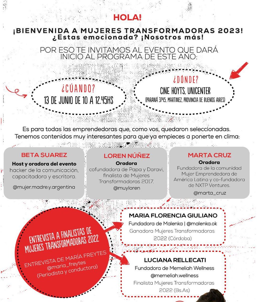MMyArgentina's tweet photo. Si recibiste el mail y formás parte del #MujeresTransformadoras, el programa para emprendedoras de @discoargentina y @VocesVitalesAr, nos vemos el martes.
No les puedo explicar la alegría que me da, una vez más, poder acompañarlas.
¡No se lo pierdan! 
@marta_cruz @Nunezlorena https://t.co/uMSUseBPh3