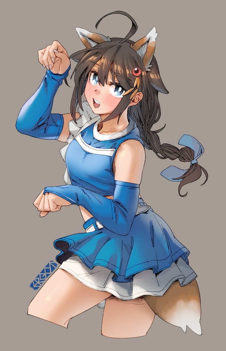 shigure (kancolle) ,shigure kai ni (kancolle) 1girl solo braid animal ears ahoge hair flaps blue eyes  illustration images