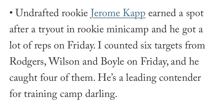 BoyGreen25's tweet photo. .@ZackBlatt highlighted undrafted rookie WR Jerome Kapp (@JeromeKapp85) who made the team via tryout in rookie minicamp, ‘leading contender for training camp darling’ 👀 📸 @nyjets #TakeFlight @KUBearsFootball LINK: https://t.co/RLWKfnO6C5 https://t.co/BTWJjVHDHL