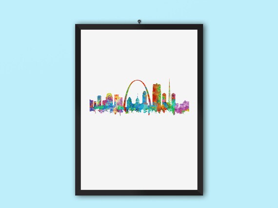 St Louis MO City Art Print | Missouri Artwork | St Louis Cityscape bit.ly/3bxcmy9 #stlouiscityart #stlouisgift #stlouiscity @etsymktgtool