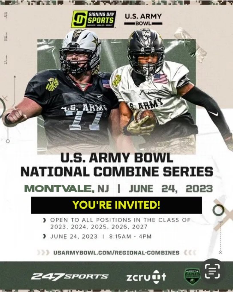 Beyond bless to receive an invitation to the US Army Bowl. Thanks @CAPCOsports @USArmyBowl @ArmyBowlCombine