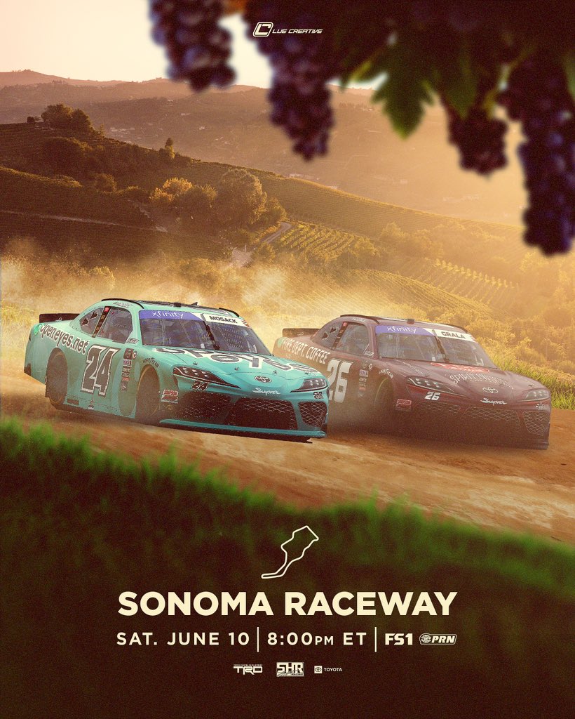 SamHuntRacing's tweet photo. Today’s the day… the inaugural #DoorDash250 at @racesonoma 🙌
Tune in at 8pm EST on FS1.
#TeamToyota | #LetsGoPlaces | #Engine26 | #OpenEyesMinistry https://t.co/gyy9LMHKmm