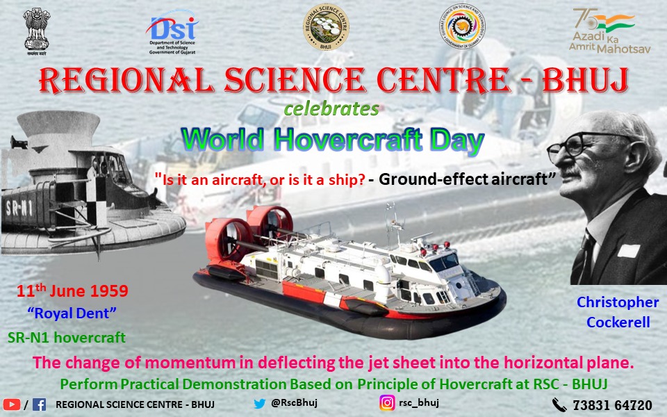 RscBhuj's tweet photo. In remembrance of First #Hovercraft Named as SR-N1, known as the “Royal Dent” made by Christopher Cockerell. @RscBhuj celebrates #WorldHovercraftDay by demonstration of the working principle of Hovercraft made from materials found in household. https://t.co/wN3JKSnbAh
