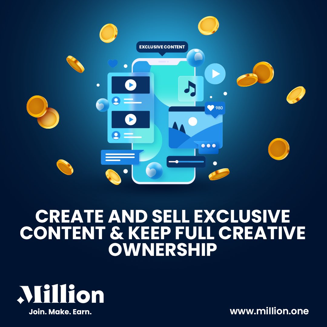#Million gives you full #creativeownership, each #creation is #verified, ensuring it's #authenticity and #uniqueness.
Join the waitlist and reserve your spot to enjoy the #benefits of being a #MILLIONite first and be part of the next generation of #contentcreators on #Million!