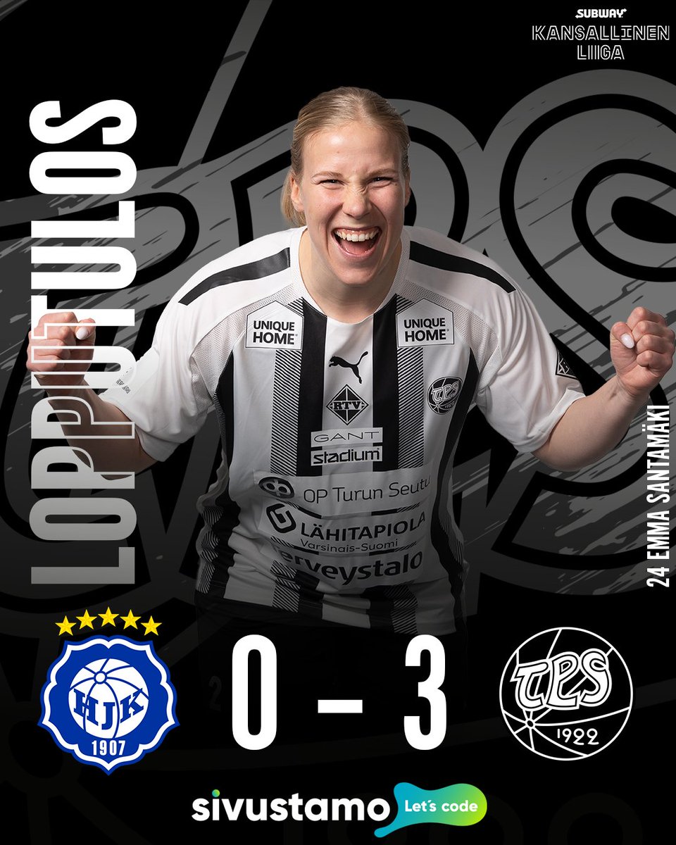 HJK on lyöty! TPS voittaa sarjakärki HJK:n ja katkaisee samalla Klubin seitsemän voiton putken 🔥

⚽️ Maalit:
26 min 0–1 Emma Santamäki
60 min 0–2 Viivi Ollonqvist
63 min 0–3 Netta Hanhimäki

🧤 TPS-maalilla Inkeri Niemi torjui nollapelin!

#FCTPS #KansallinenLiiga #Turku #TKOMV