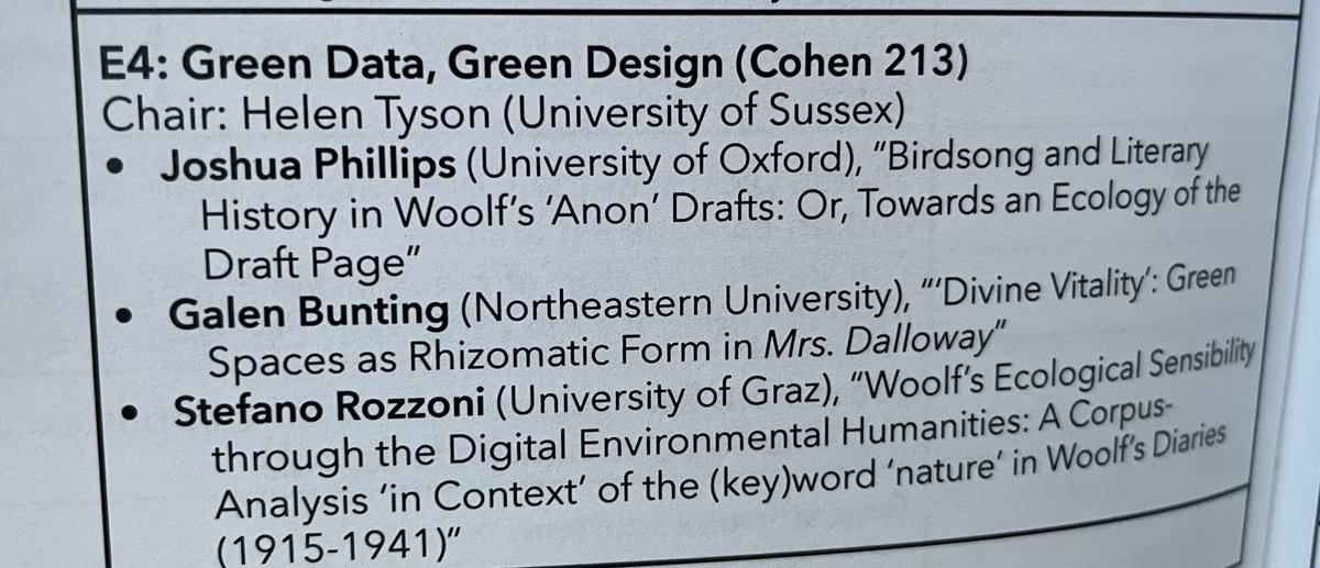 Catch me at 12:30 on urban green space as rhizomatic form! #VWoolf2023