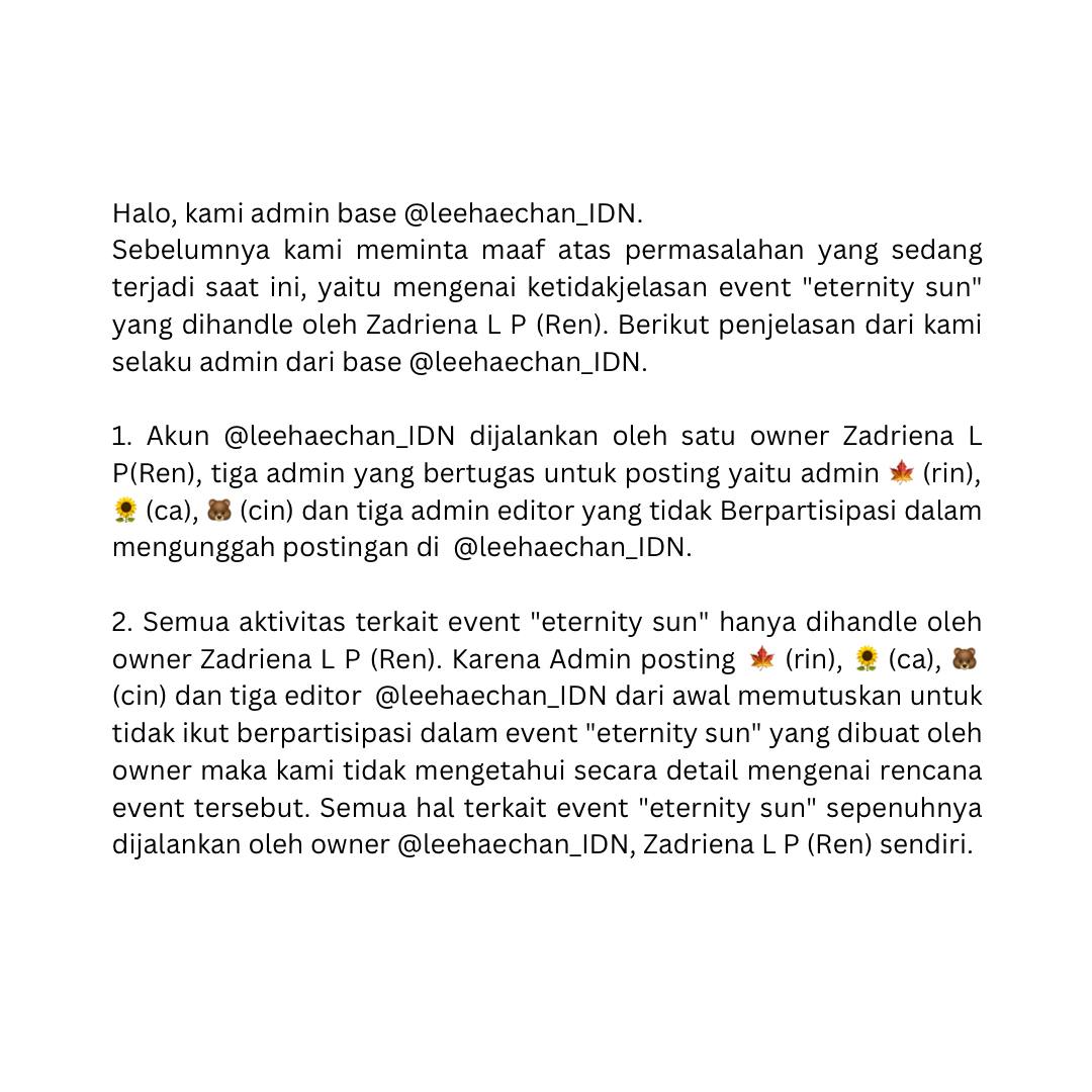 leehaechan_IDN's tweet photo. Kami terbuka untuk membantu pihak-pihak yang dirugikan melalui DM. https://t.co/OKpQ6WSlzN