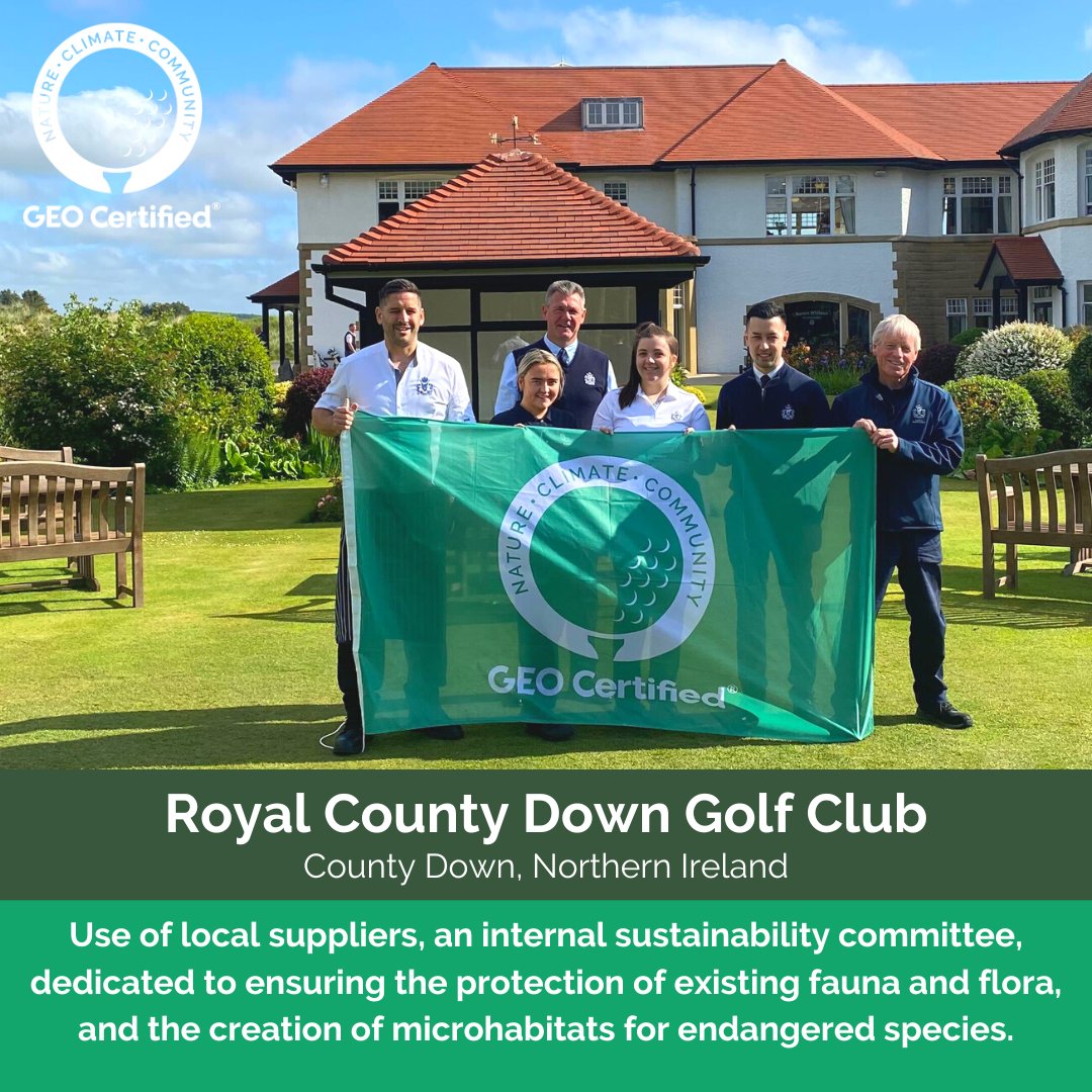 Congratulations to Royal County Down Golf Club for achieving their GEO Certification! 👏 This club successfully blend a championship links golf experience with biodiversity and nature conservation 🦅 Well done for flying the flag #ForSustainableGolf ⛳ @RCDgolfclub