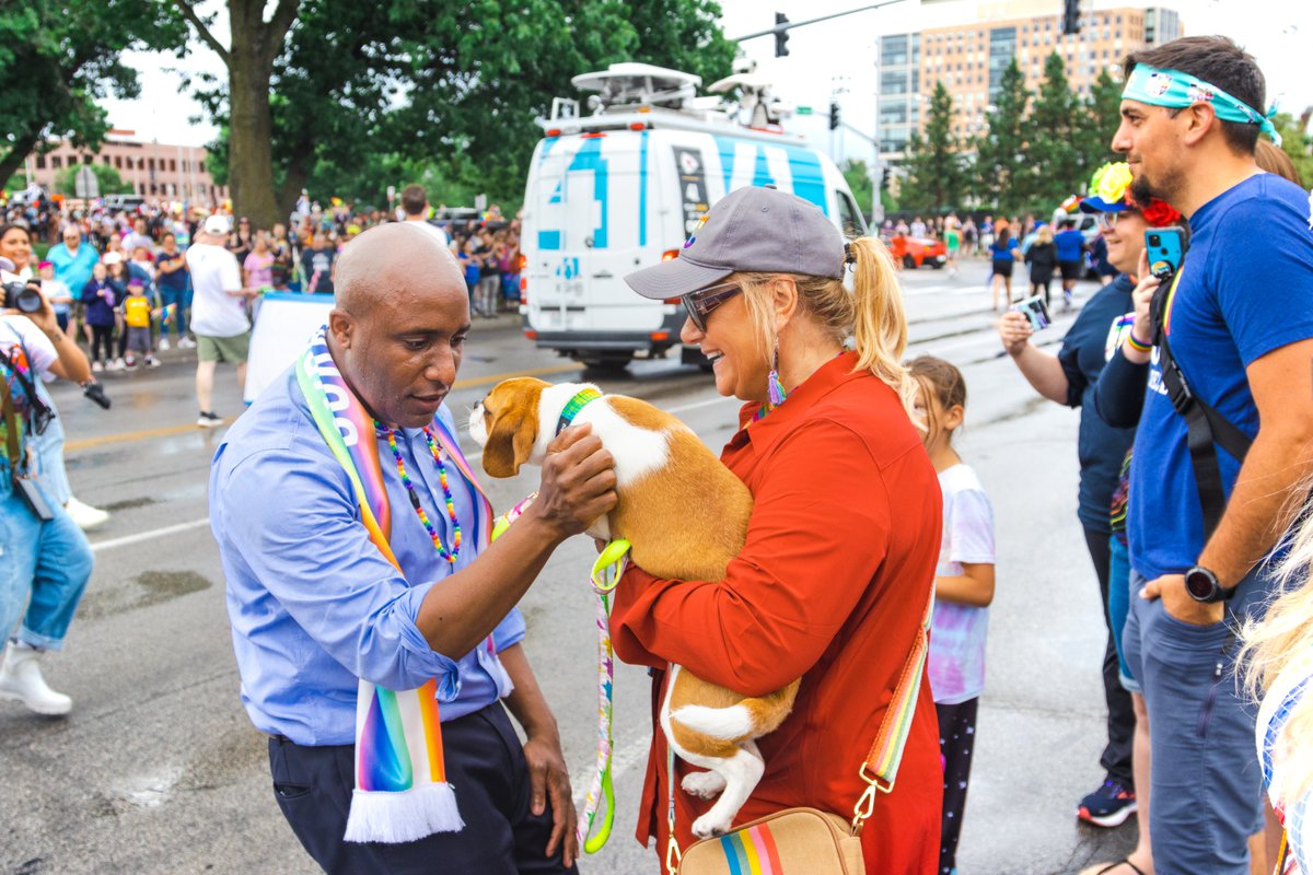 Mayor, ally, AND dog lover - dang, @QuintonLucasKC! #KCPride #Pride2023 #KCMO