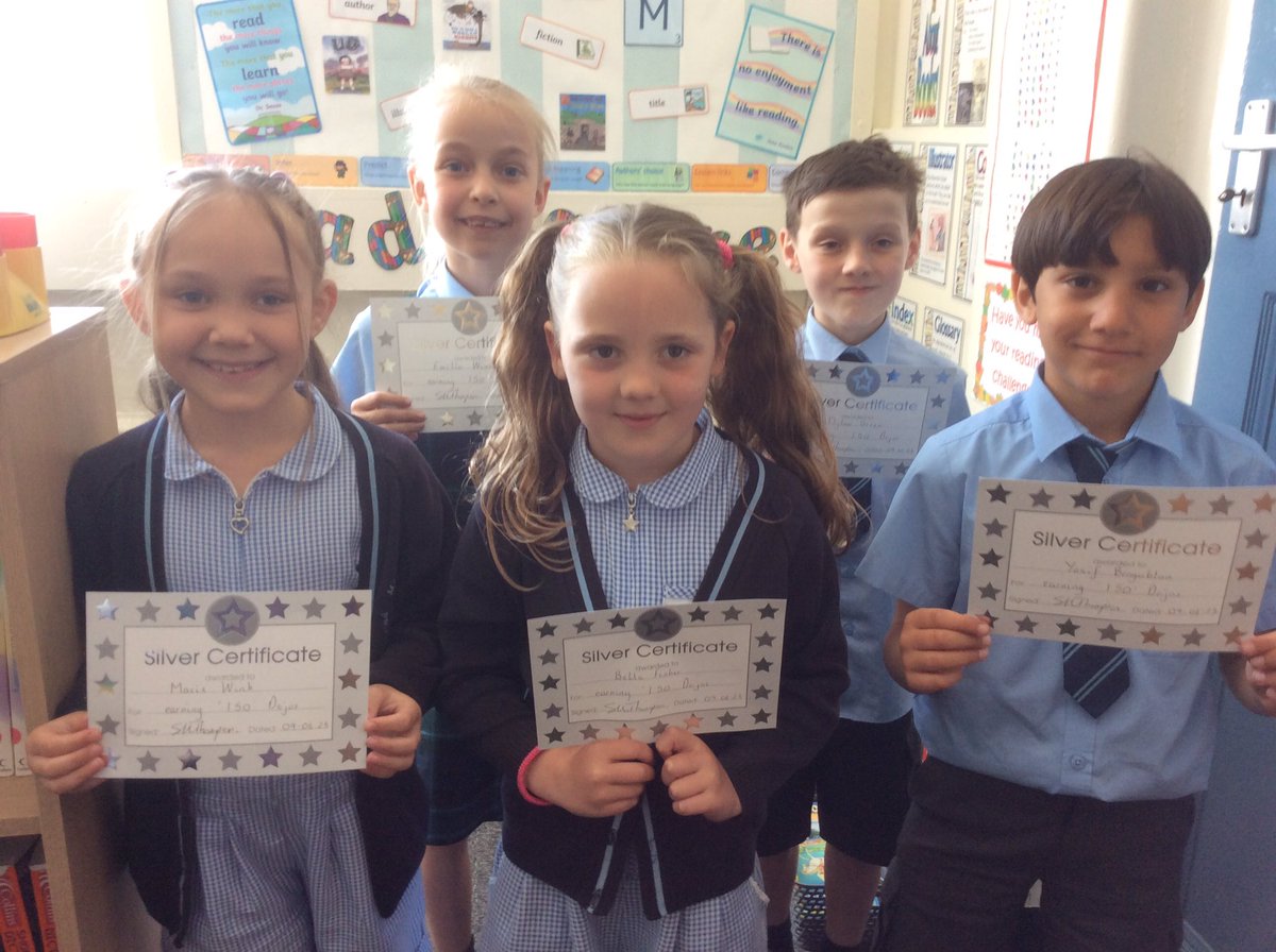 Super Silver!
A huge congratulations goes to the following children who have been awarded a certificate for earning 150 dojos.