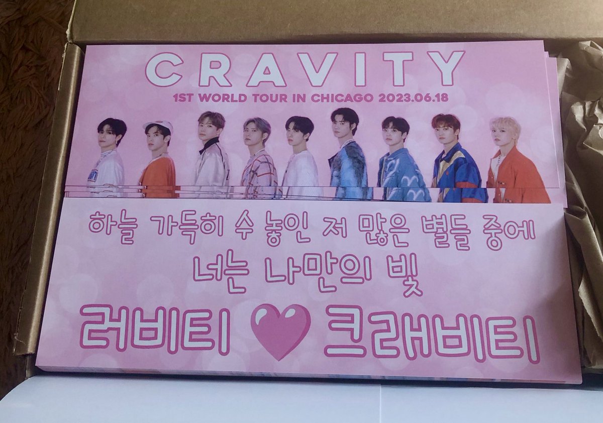 the banners have arrived! 🩷

ill post my location and what im wearing next sunday - ill be out during check in and there will be other luvity handing them out as well! be sure to grab one!

cant wait to see everyone there! 🥹🩷
#CRAVITYinCHICAGO