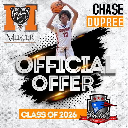 '🏀🎉 Beyond proud of my son 2026 PG  Chase for receiving his first basketball offer from Mercer University! Thank you Head Coach Greg Gary. Grateful and excited! 🙏 #MercerBasketball #ProudParent  @swmaleathlete @HypesouthMedia @realteamscoot @teamscoot2026 @ballsohrd_chase