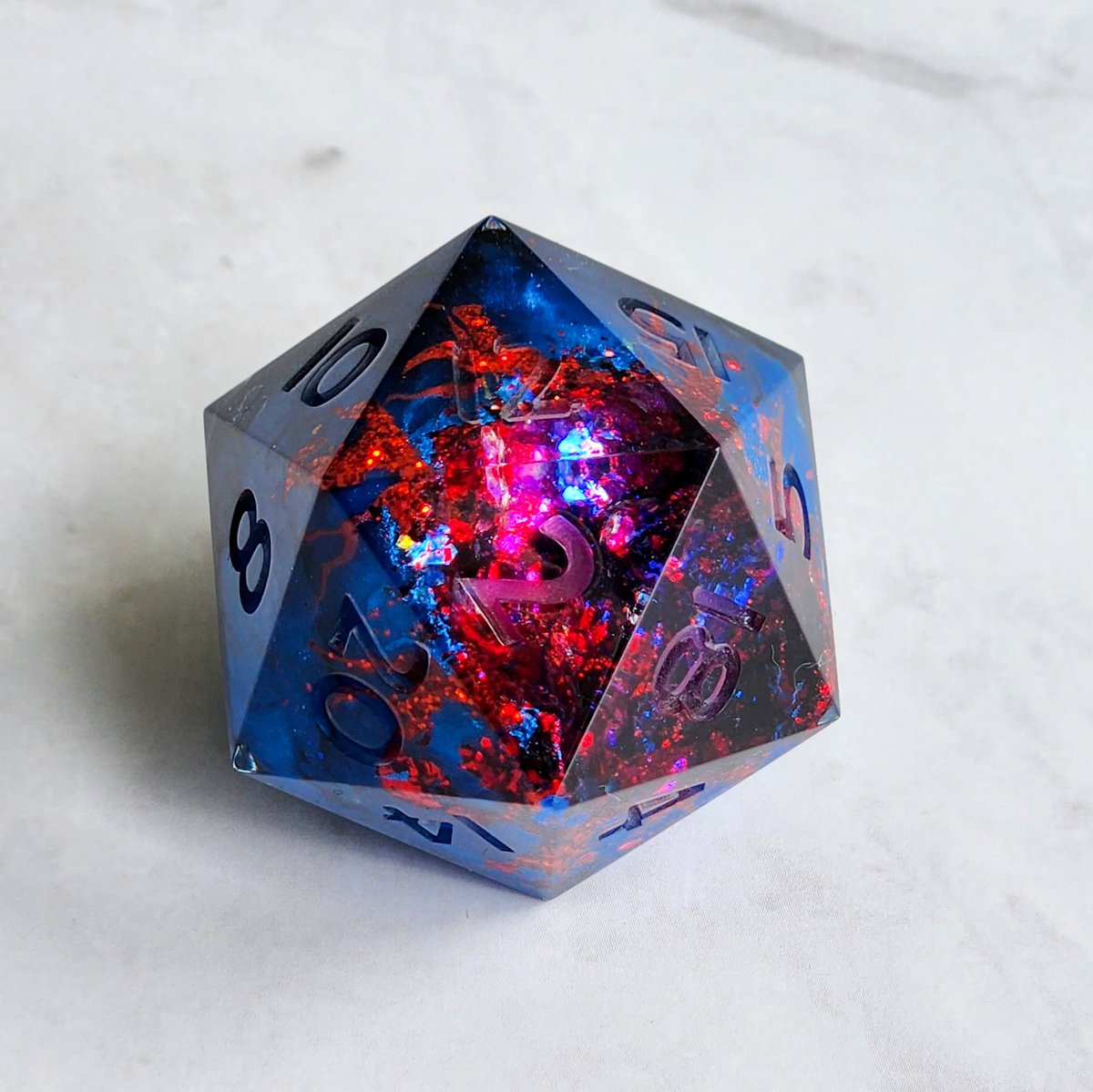 ArcaneHallows's tweet photo. My very first geode custom commission finished and home! Awesome idea from an awesome client 💙
#handmadedice https://t.co/6v2juKd2EE