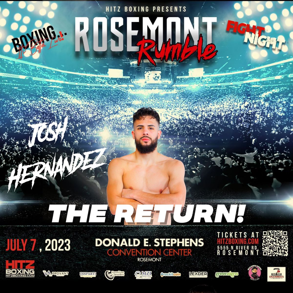 RickRamosBoxing's tweet photo. 🔥 BOXING IS BETTER LIVE! 🔥
Hernandez returns July 7th …. #HITZBoxing #RickRamosBoxing
⭐️ Josh Hernandez Vs Daniel Buenaventura! (8 Rounds) 👀 (135lbs)
Tickets are available at: @RRBoxingGym
#RickRamosBoxingGym #Chicago #ChicagoBoxing #Boxing #Boxeo https://t.co/IBXbKQLYml