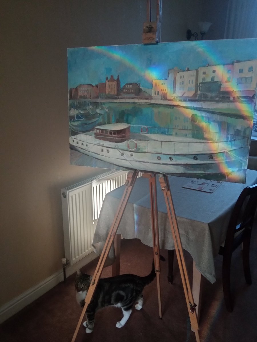 Let's turn Summer mood "on" while we're having +27 ° today and Iam staying home with a flu 🤧 and Rocky 🐈 "Ramsgate. Marina view" was finished last Summer and just posted today. Wishing everyone have a lovely weekend and colourful summer time #sea #marinaview #oilpainting #art
