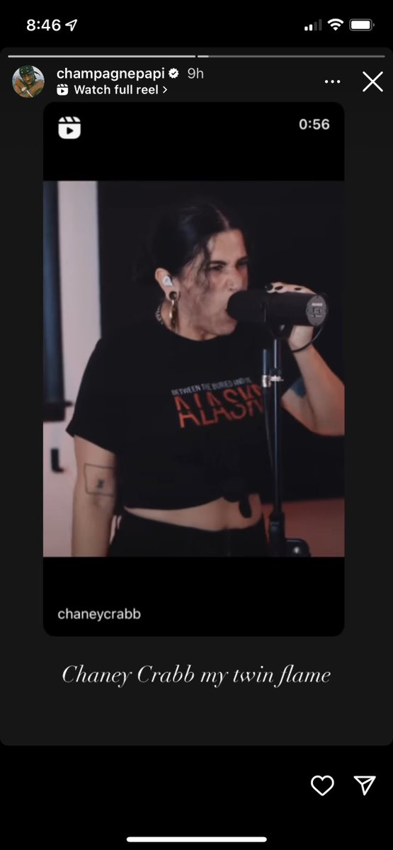 crustaceanfella's tweet photo. I’M SORRY WHAT???? DRAKE??? THE RAPPER DRAKE JUST POSTED CHANEY CRABB??? THE DEATHCORE VOCALIST OF ENTHEOS??? ON HIS STORY???? https://t.co/ftmtvYEojL