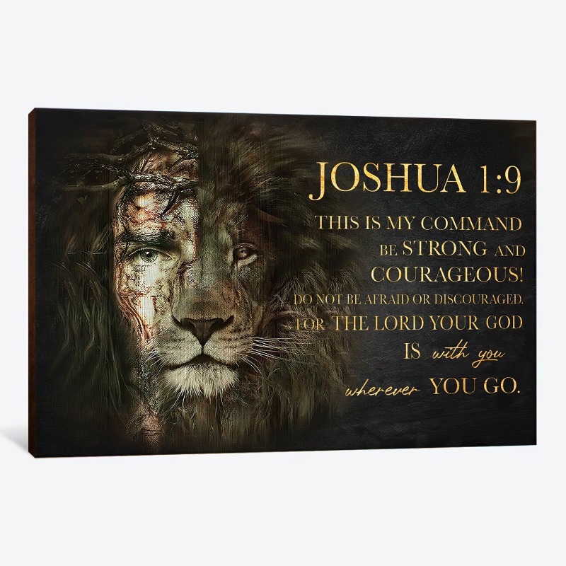 Happykunstore's tweet photo. Embrace courage and strength with our Canvas Prints. 🌟✝️ Let this powerful verse (Joshua 1:9) uplift you daily, reminding you that God is with you wherever you go. Order now and be inspired to conquer any challenge! #Joshua19 #Faith #Courage"