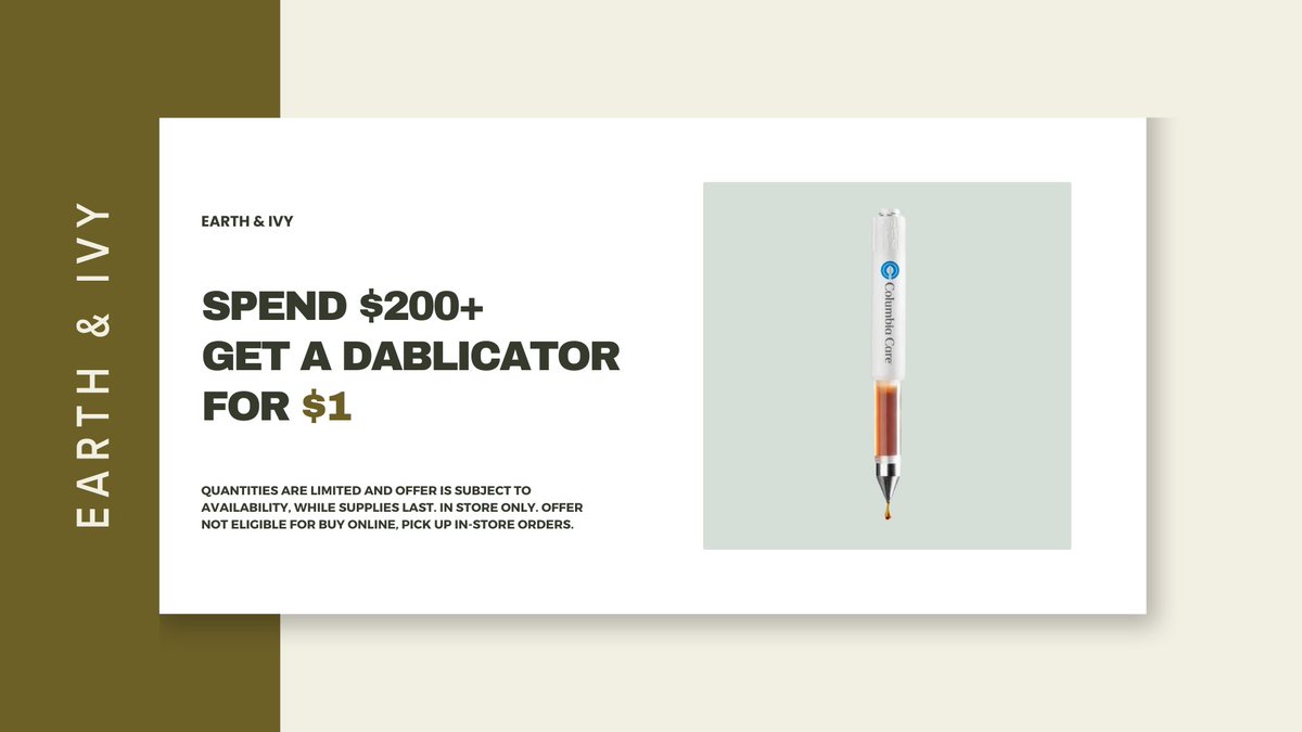 earthandivyco's tweet photo. Spend $200+ get a dablicator for $1! Come see us 10AM - 10PM 🍃 https://t.co/OxecS2c6ZT