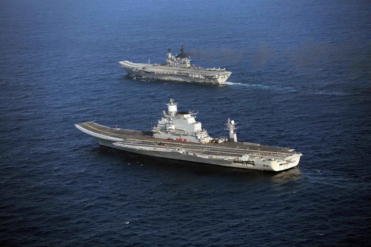 Story of 4 carriers & a navy that operated all 3 major aircraft carrier concepts & 3 of 4 of its carriers were conversions.
1. INS Vikrant v1: CATOBAR to STOVL
2. INS Viraat: CATOBAR to STOVL within Royal Navy service
3. INS Vikramaditya: STOVL to STOBAR by Russians for India