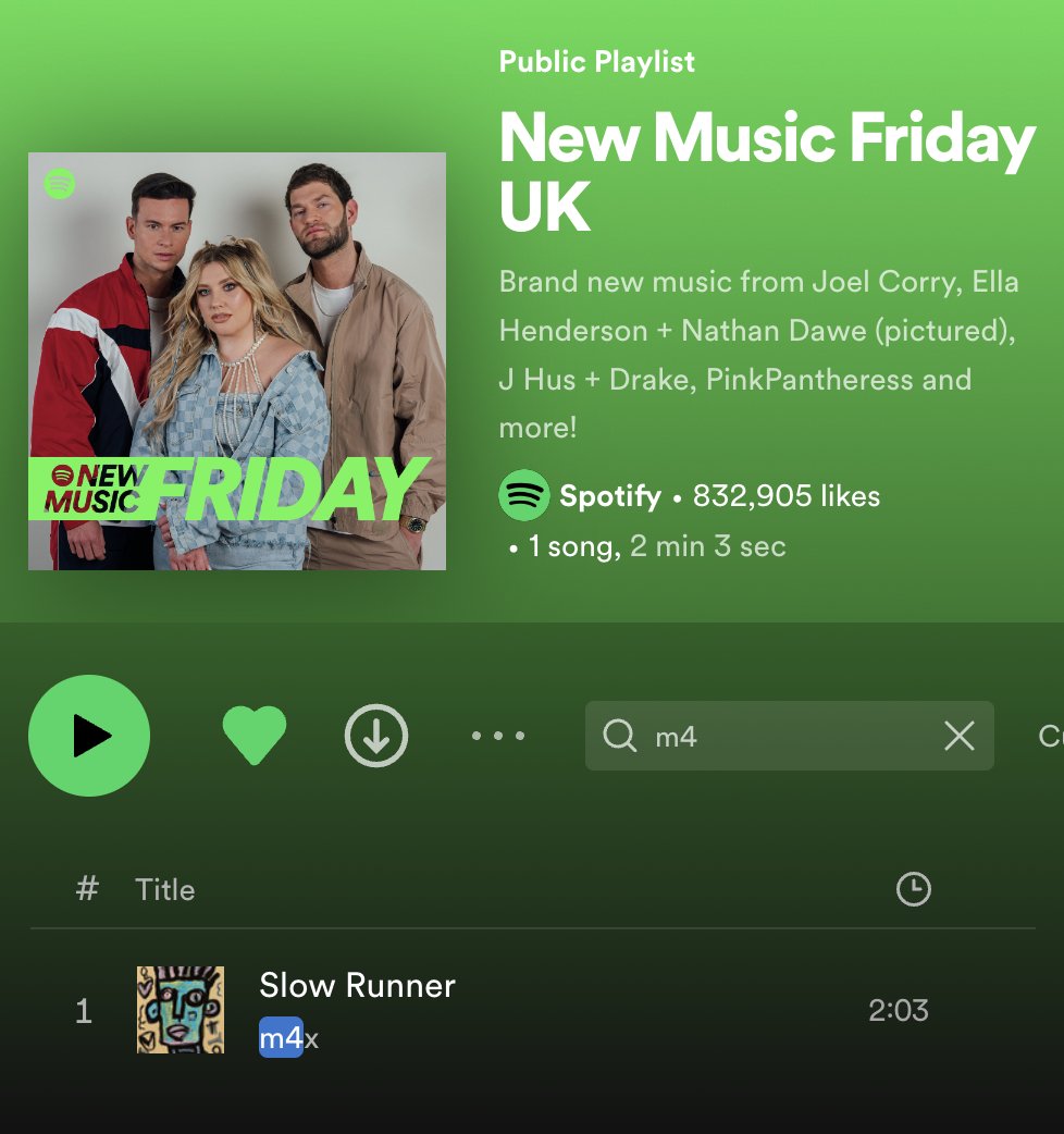 New Song Slow Runner OUT NOW ! Thanks to @SpotifyUK for adding me to New Music Friday This week open.spotify.com/album/4yCDwL58…