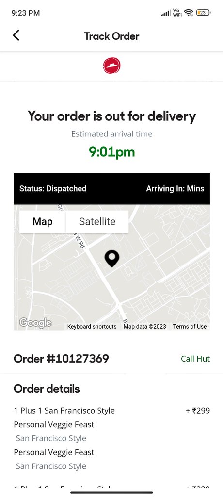 MohiitVyas's tweet image. This is the delivery system of pizza hut now a days. Never get delivery on time. No calls or any update. Tried calling customer service and getting no response. #Pizzahut #Alwayslate @PizzaHutIN
