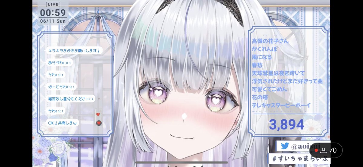 shinou1192's tweet photo. #すいちゃまらいぶ #蒼星すい
#VTuberを発掘せよ #vshinger
新衣装で初めての歌枠!私を見つけてください!❄️🐾【#新人vtuber /#vsinger 】
https://t.co/ELYAyXEPLP
3900人ゲリラ耐久してます。
後6人です。 https://t.co/a3cwU4BSXP