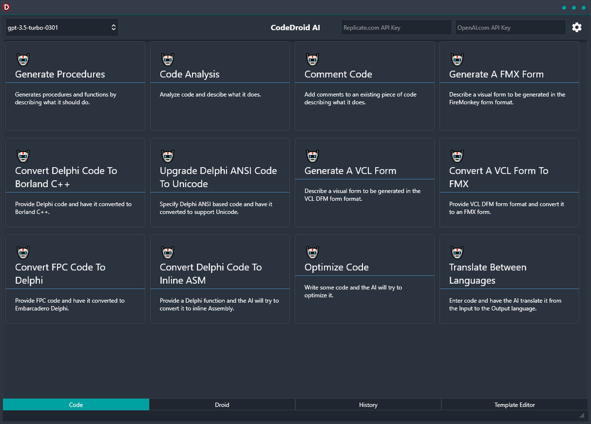 FMXExpress's tweet photo. 🤖https://t.co/dxh00yksBp
Generate code and forms with AI for #Delphi Object Pascal using LLMs like #ChatGPT and #Vicuna-13b. @EmbarcaderoTech https://t.co/ZJegsnGPEf