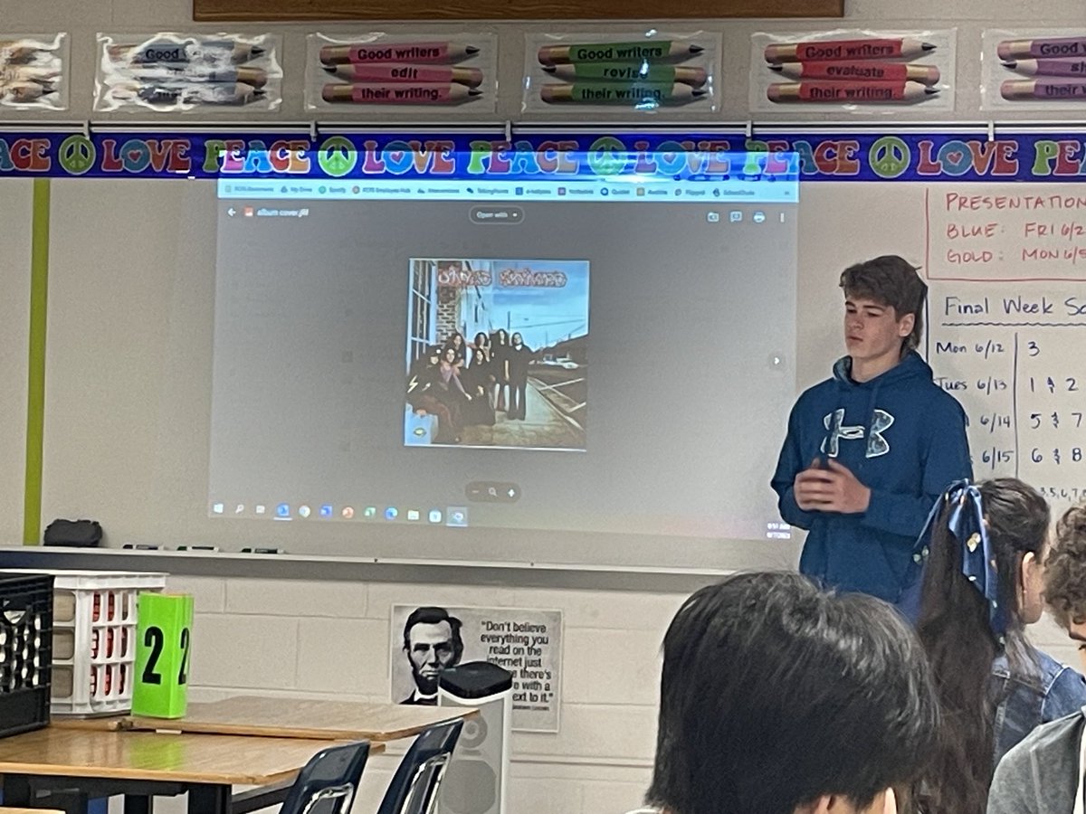 JohnLewisHSFCPS's tweet photo. Mr Ingram’s Eng 9 classes this week: This project requires students to research the singer/songwriter, lyrics, background, reception, and cultural significance of a popular protest song from the last 80 years and present their findings to the class! https://t.co/tBcLnKUhIB