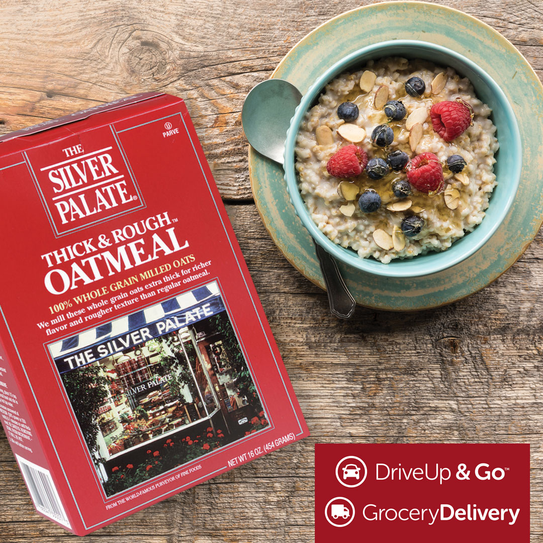 Have you tried our drive up and go or delivery service yet? Now is the perfect time because when you spend $50 or more you get a FREE Silver Palate Oatmeal!