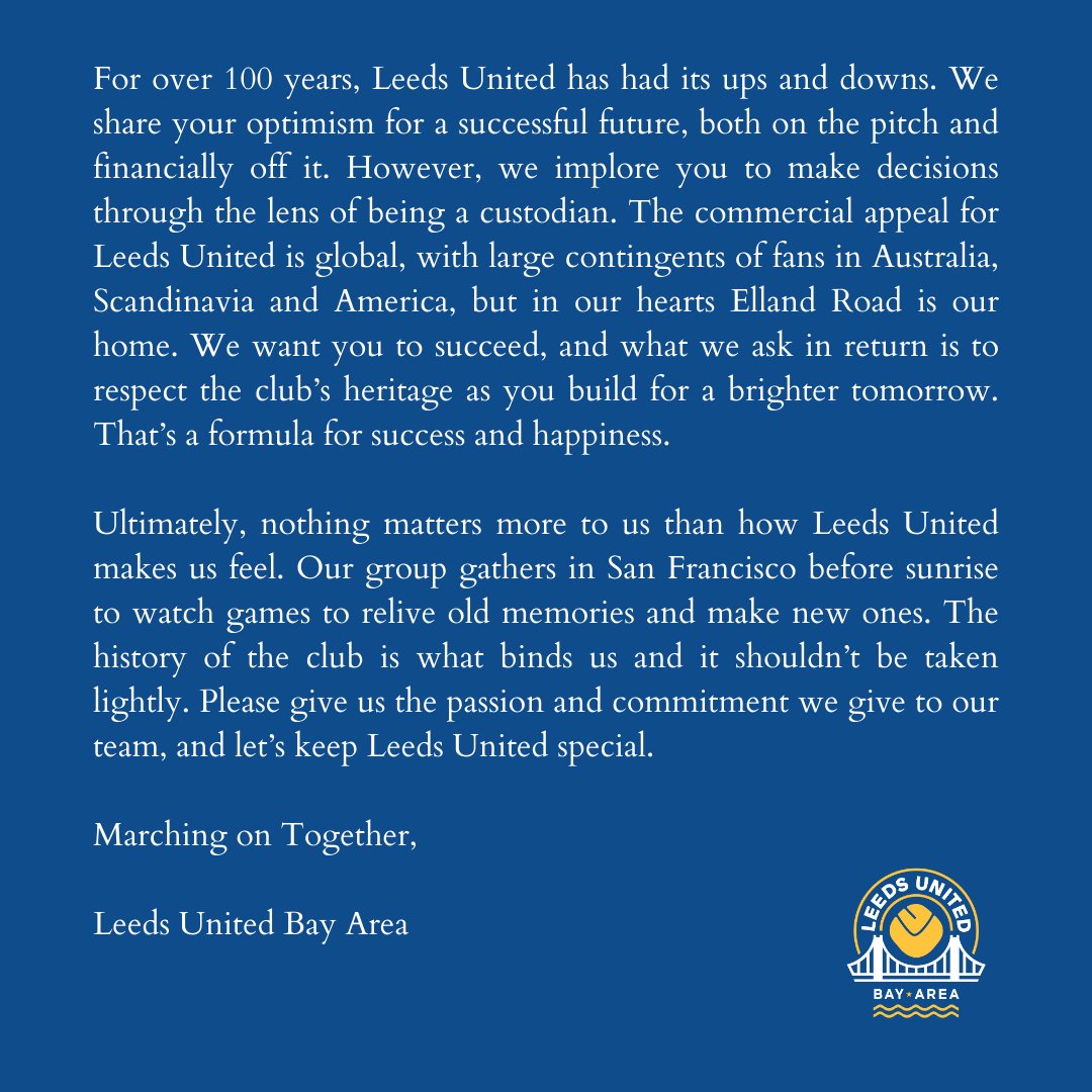 Leeds United Bay Area tweet media